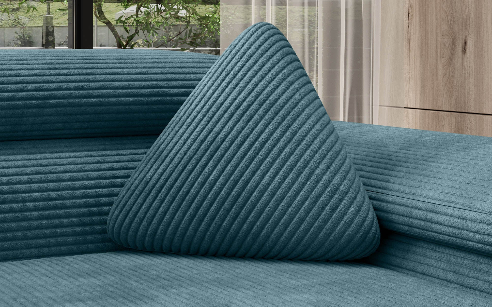 Dreieckiges Cord-Kissen Nook: Stylisches Zierkissen für Sofa, Bett & Wohnakzente