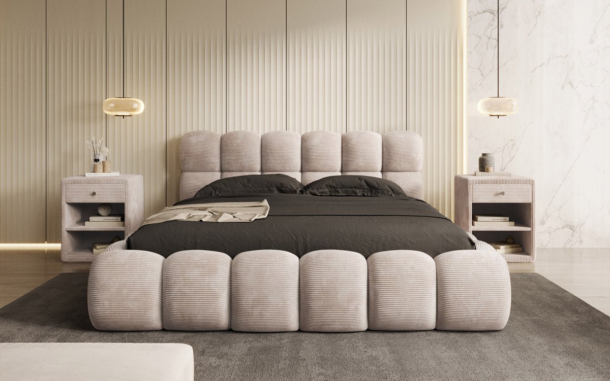 Designer Polsterbett Boston Kordstoff mit Stauraum – Luxuriös, Modern, Komfortabel