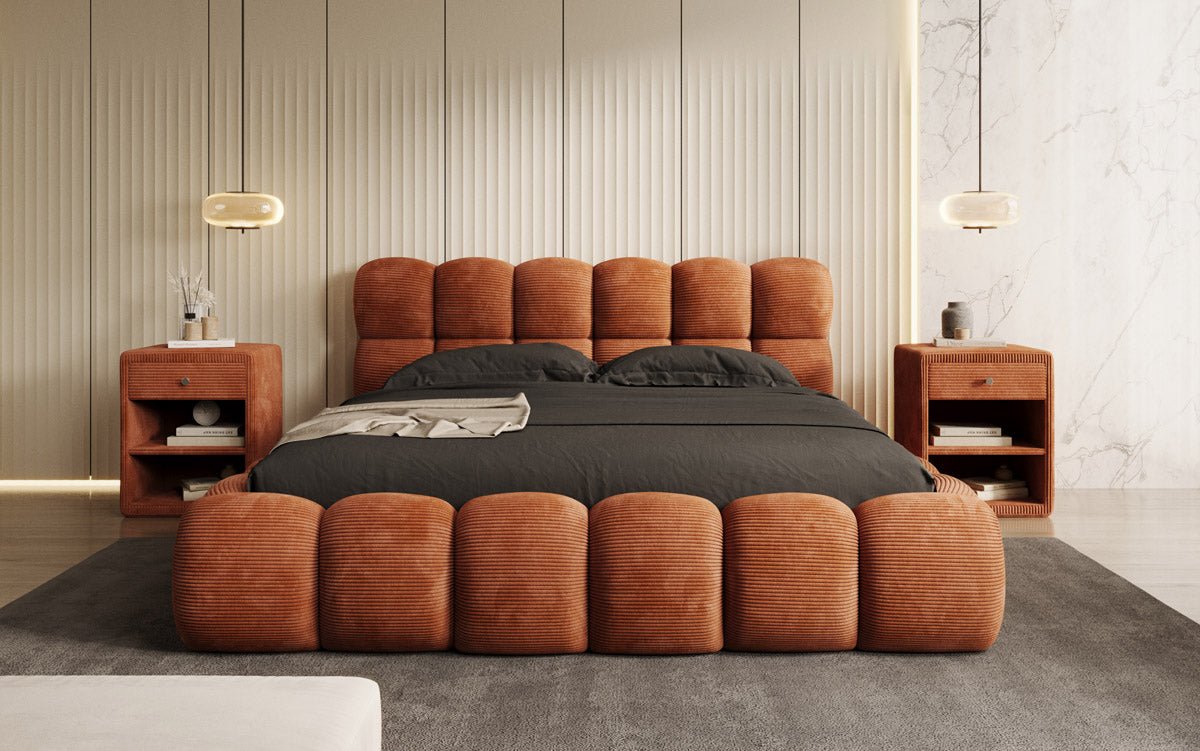 Designer Polsterbett Boston Kordstoff mit Stauraum – Luxuriös, Modern, Komfortabel