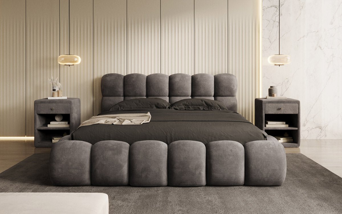 Designer Polsterbett Boston Kordstoff mit Stauraum – Luxuriös, Modern, Komfortabel