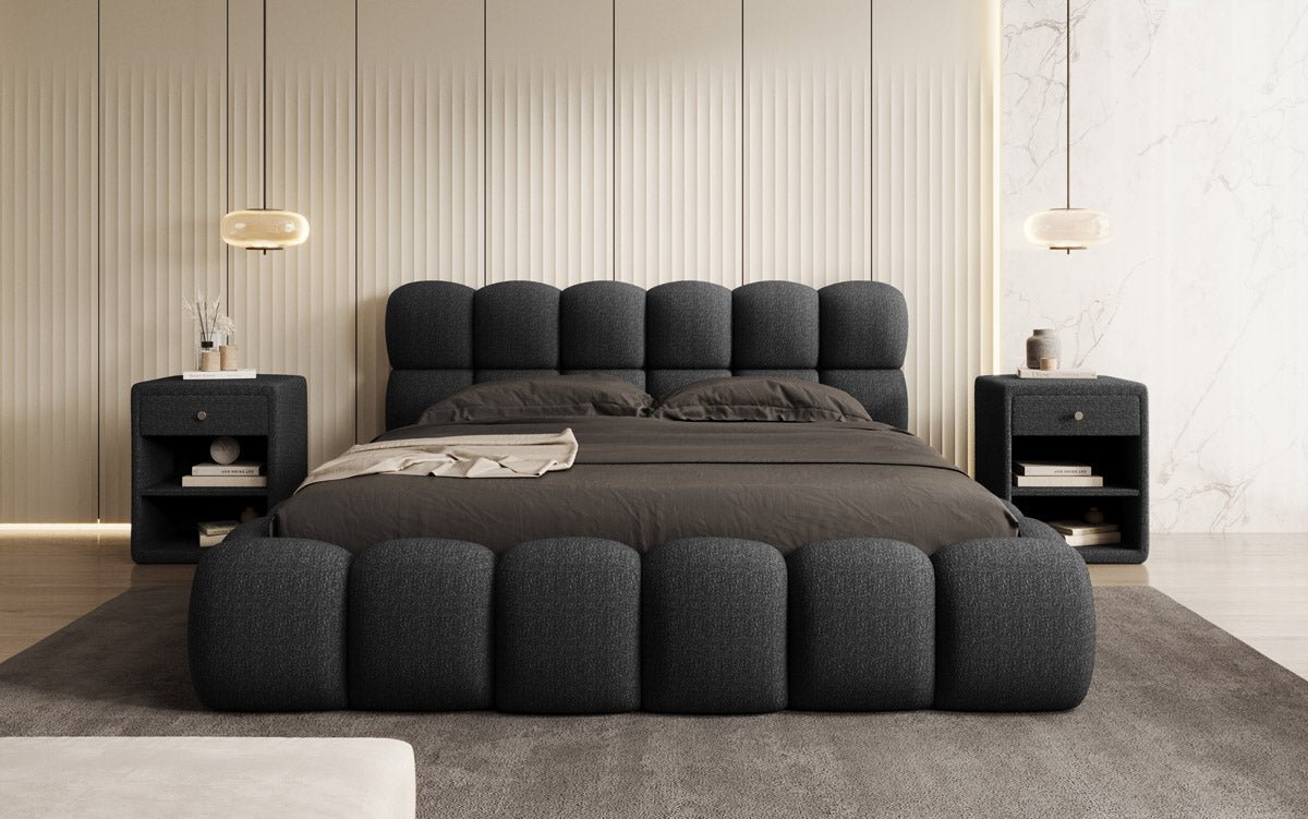 Designer Polsterbett Boston Bouclé mit Integriertem Stauraum für Ihr Schlafzimmer