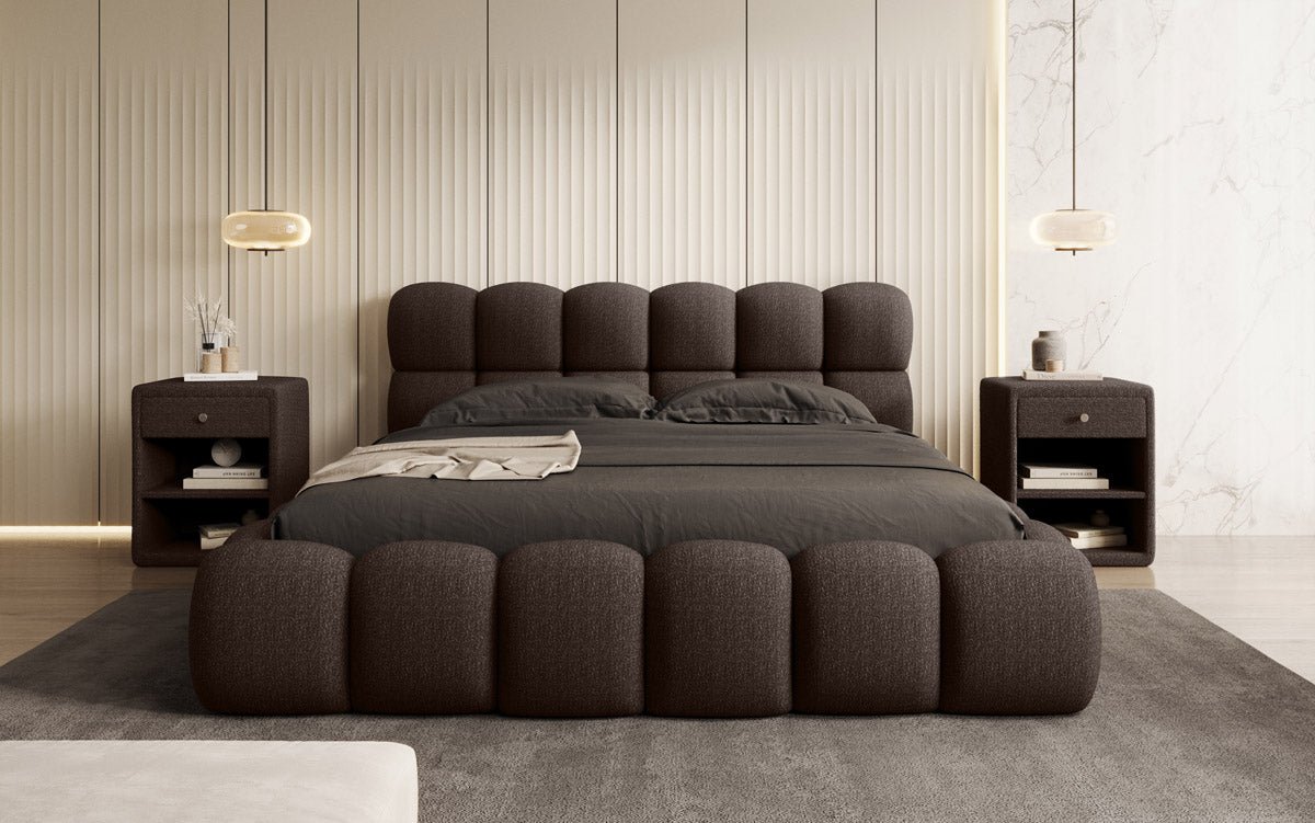 Designer Polsterbett Boston Bouclé mit Integriertem Stauraum für Ihr Schlafzimmer