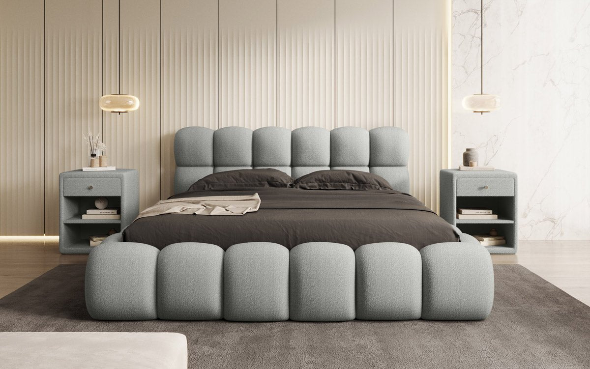 Designer Polsterbett Boston Bouclé mit Integriertem Stauraum für Ihr Schlafzimmer