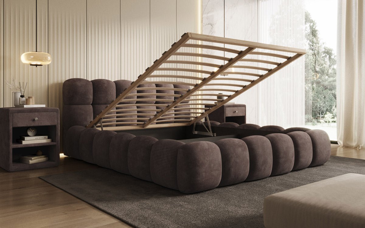 Designer Polsterbett Boston Kordstoff mit Stauraum – Luxuriös, Modern, Komfortabel
