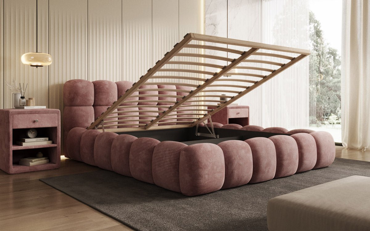 Designer Polsterbett Boston Kordstoff mit Stauraum – Luxuriös, Modern, Komfortabel