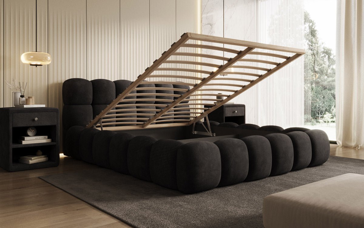 Designer Polsterbett Boston Kordstoff mit Stauraum – Luxuriös, Modern, Komfortabel