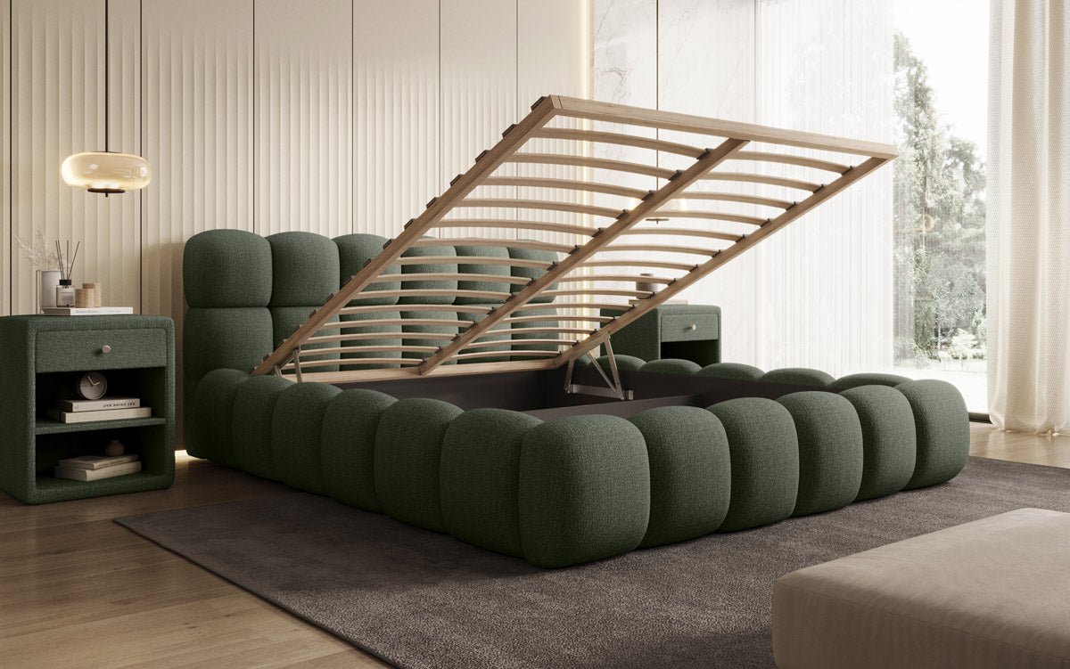 Designer Polsterbett Boston Bouclé mit Integriertem Stauraum für Ihr Schlafzimmer