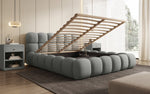 Lade das Bild in den Galerie-Viewer, Designer Polsterbett Boston Bouclé mit Stauraum, Samtbezug, moderne Optik