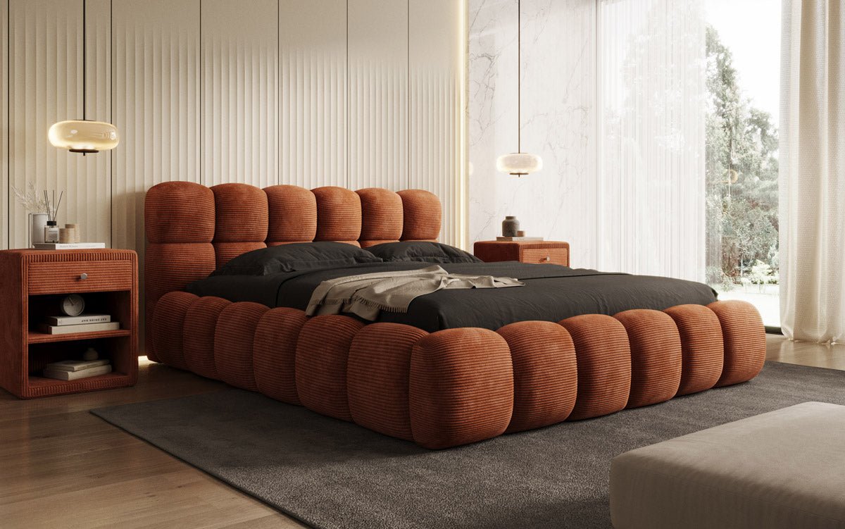 Designer Polsterbett Boston Kordstoff mit Stauraum – Luxuriös, Modern, Komfortabel