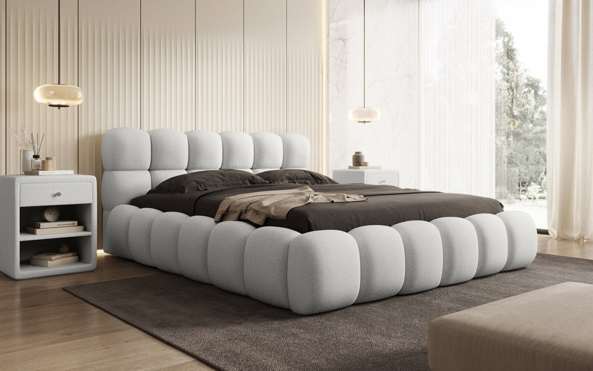 Designer Polsterbett Boston Bouclé mit Integriertem Stauraum für Ihr Schlafzimmer