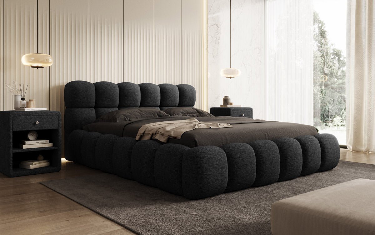 Designer Polsterbett Boston Bouclé mit Integriertem Stauraum für Ihr Schlafzimmer