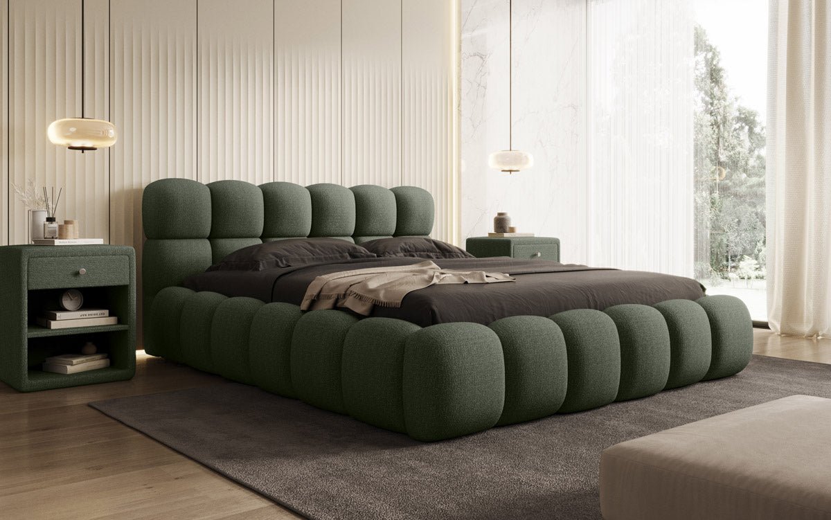 Designer Polsterbett Boston Bouclé mit Integriertem Stauraum für Ihr Schlafzimmer