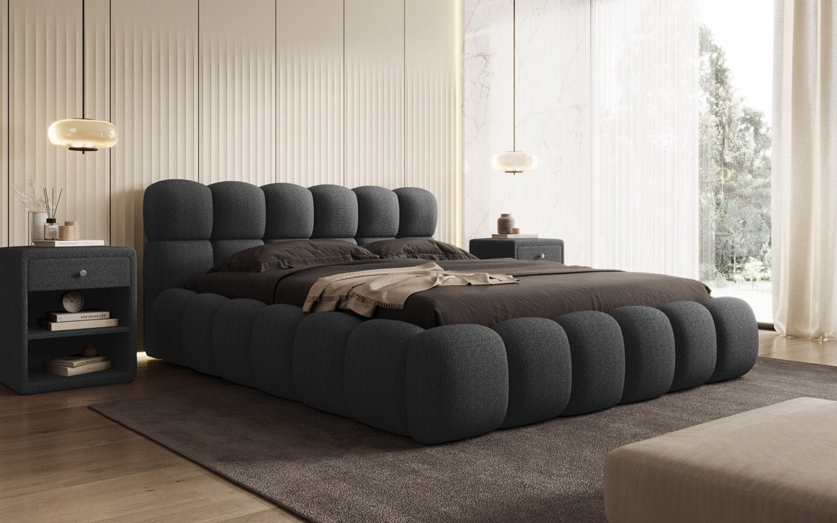 Designer Polsterbett Boston Bouclé mit Integriertem Stauraum für Ihr Schlafzimmer
