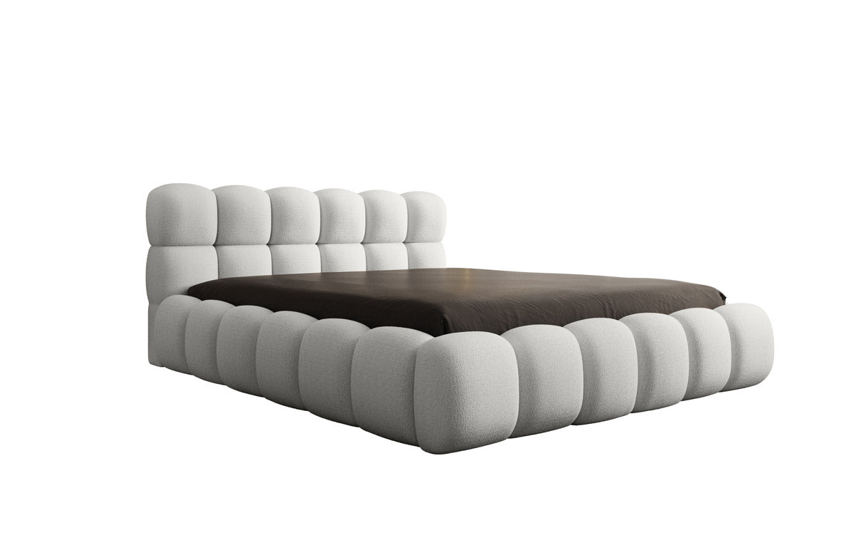 Designer Polsterbett Boston Bouclé mit Stauraum, Samtbezug, moderne Optik