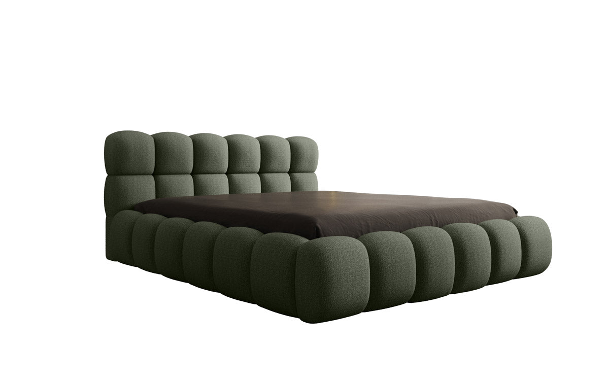 Designer Polsterbett Boston Bouclé mit Stauraum, Samtbezug, moderne Optik