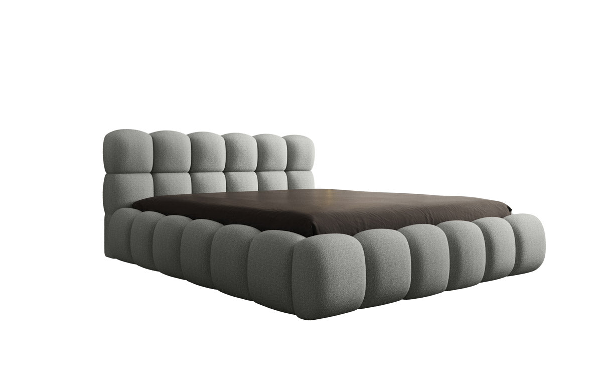 Designer Polsterbett Boston Bouclé mit Stauraum, Samtbezug, moderne Optik