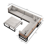 Lade das Bild in den Galerie-Viewer, Vayla Luxus Outdoor Wohnlandschaft: Ecksofa mit Doppeltisch, wetterfestem Aluminiumgestell
