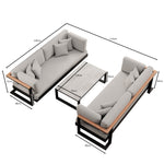Lade das Bild in den Galerie-Viewer, Vayla Modernes Outdoor Lounge Set: 2 Aluminium Zweisitzer, Tisch – Sunbrella Stoff Bezüge