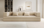 Lade das Bild in den Galerie-Viewer, Luxuriöses XXL Bouclé Designer Sofa mit Schlaf- und Stauraumfunktion