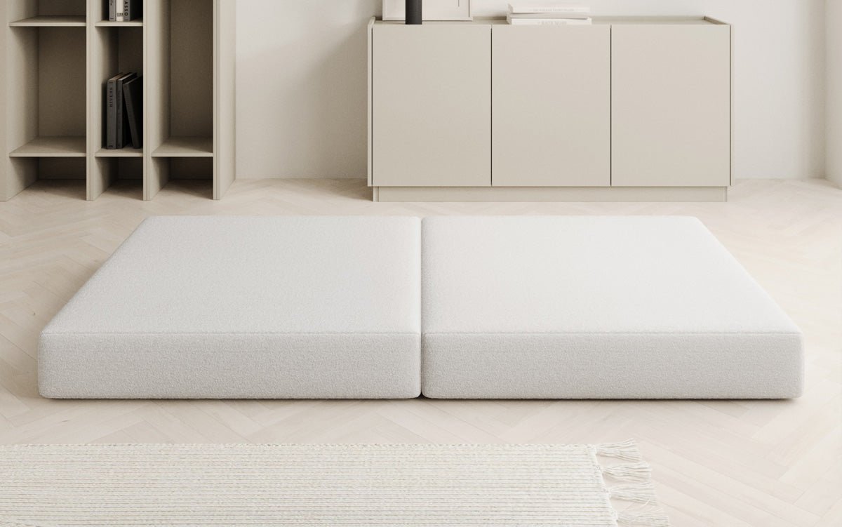 Lazy Bouclé Beistellhocker Luxus Design Gemütlicher Pouf Sitzgelegenheit Wohnzimmer Schlafzimmer Modern