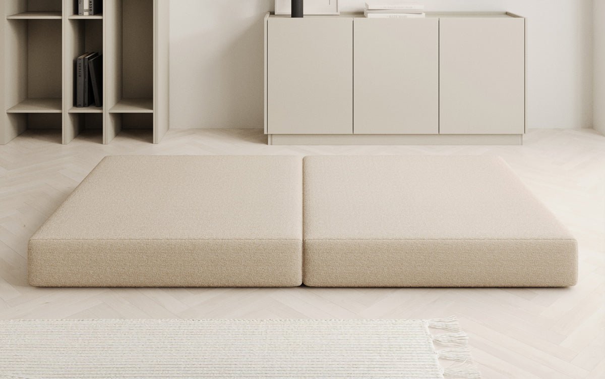 Lazy Bouclé Beistellhocker Luxus Design Gemütlicher Pouf Sitzgelegenheit Wohnzimmer Schlafzimmer Modern