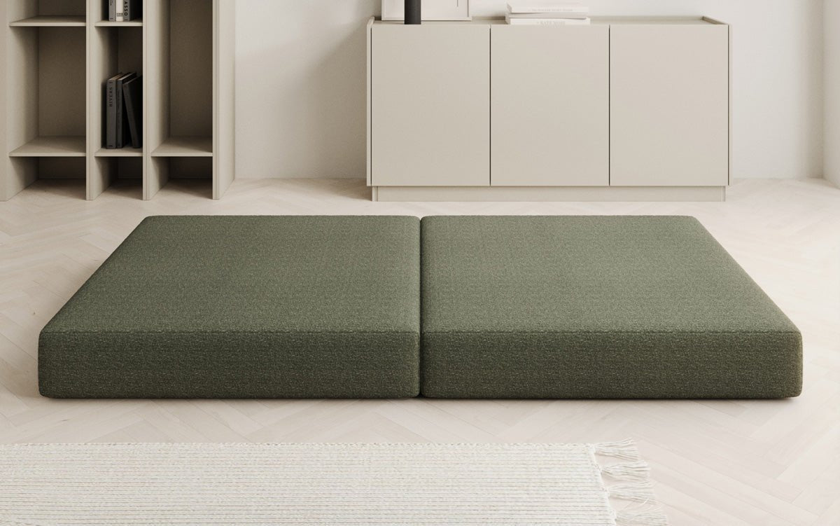 Gemütlicher Lazy Bouclé Beistellhocker mit Stauraum und Schlaffunktion – Mehrfarbig