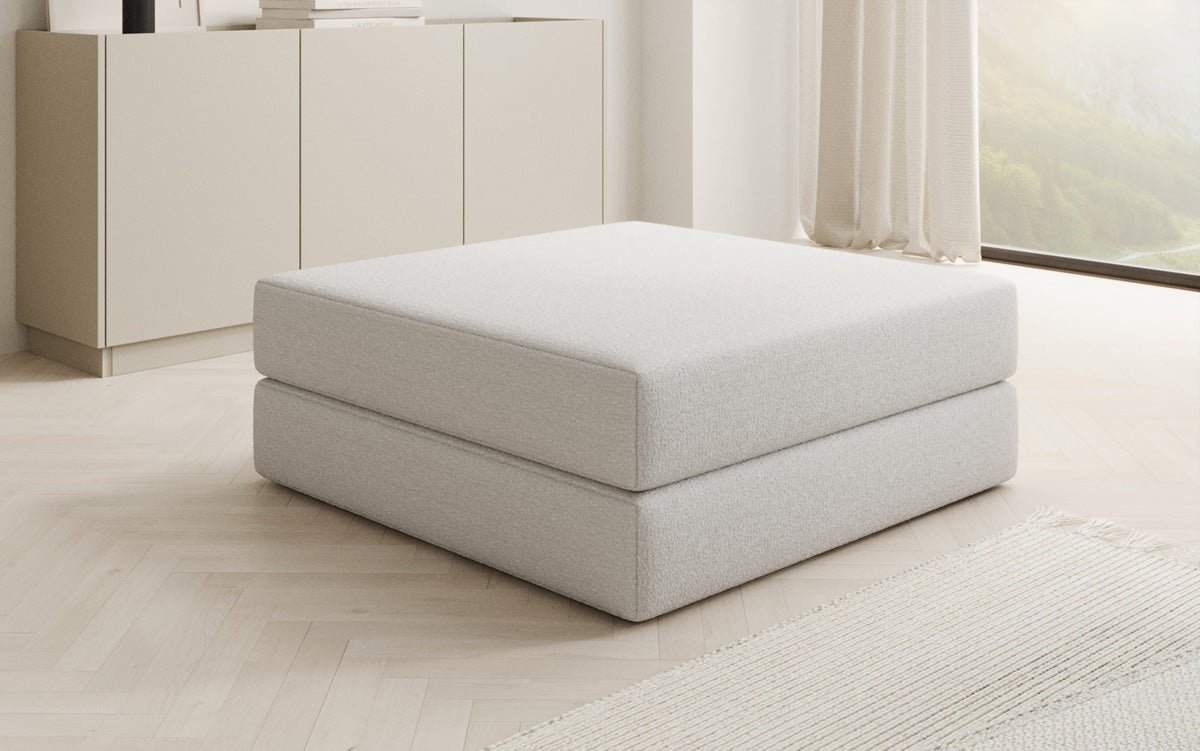 Lazy Bouclé Beistellhocker Luxus Design Gemütlicher Pouf Sitzgelegenheit Wohnzimmer Schlafzimmer Modern