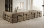 Lade das Bild in den Galerie-Viewer, Luxuriöses U-förmiges Designer-Sofa aus Samt mit Schlaffunktion und Stauraum