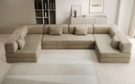 Lade das Bild in den Galerie-Viewer, Luxuriöses U-förmiges Designer-Sofa aus Samt mit Schlaffunktion und Stauraum