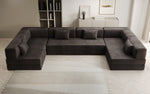 Lade das Bild in den Galerie-Viewer, Luxuriöses U-förmiges Designer-Sofa aus Samt mit Schlaffunktion und Stauraum