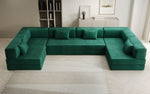 Lade das Bild in den Galerie-Viewer, Luxuriöses U-förmiges Designer-Sofa aus Samt mit Schlaffunktion und Stauraum