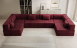 Lade das Bild in den Galerie-Viewer, Luxuriöses U-förmiges Designer-Sofa aus Samt mit Schlaffunktion und Stauraum