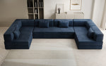 Lade das Bild in den Galerie-Viewer, Luxuriöses U-förmiges Designer-Sofa aus Samt mit Schlaffunktion und Stauraum