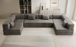 Lade das Bild in den Galerie-Viewer, Luxuriöses U-förmiges Designer-Sofa aus Samt mit Schlaffunktion und Stauraum