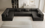 Lade das Bild in den Galerie-Viewer, Luxuriöses U-förmiges Designer-Sofa aus Samt mit Schlaffunktion und Stauraum