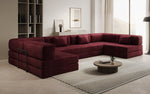 Lade das Bild in den Galerie-Viewer, Luxuriöses U-förmiges Designer-Sofa aus Samt mit Schlaffunktion und Stauraum
