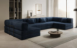 Lade das Bild in den Galerie-Viewer, Luxuriöses U-förmiges Designer-Sofa aus Samt mit Schlaffunktion und Stauraum
