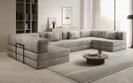 Lade das Bild in den Galerie-Viewer, Luxuriöses U-förmiges Designer-Sofa aus Samt mit Schlaffunktion und Stauraum