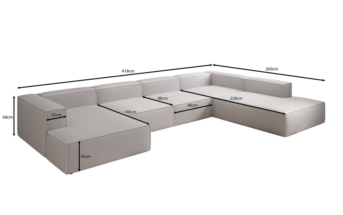 Luxuriöses XXL U-Form Designer Sofa Lesley Bouclé: Komfort & Stil für Ihr Wohnzimmer