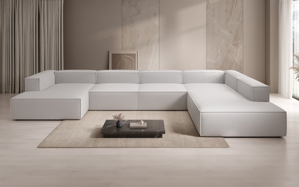Luxuriöses XXL U-Form Designer Sofa Lesley Bouclé: Komfort & Stil für Ihr Wohnzimmer