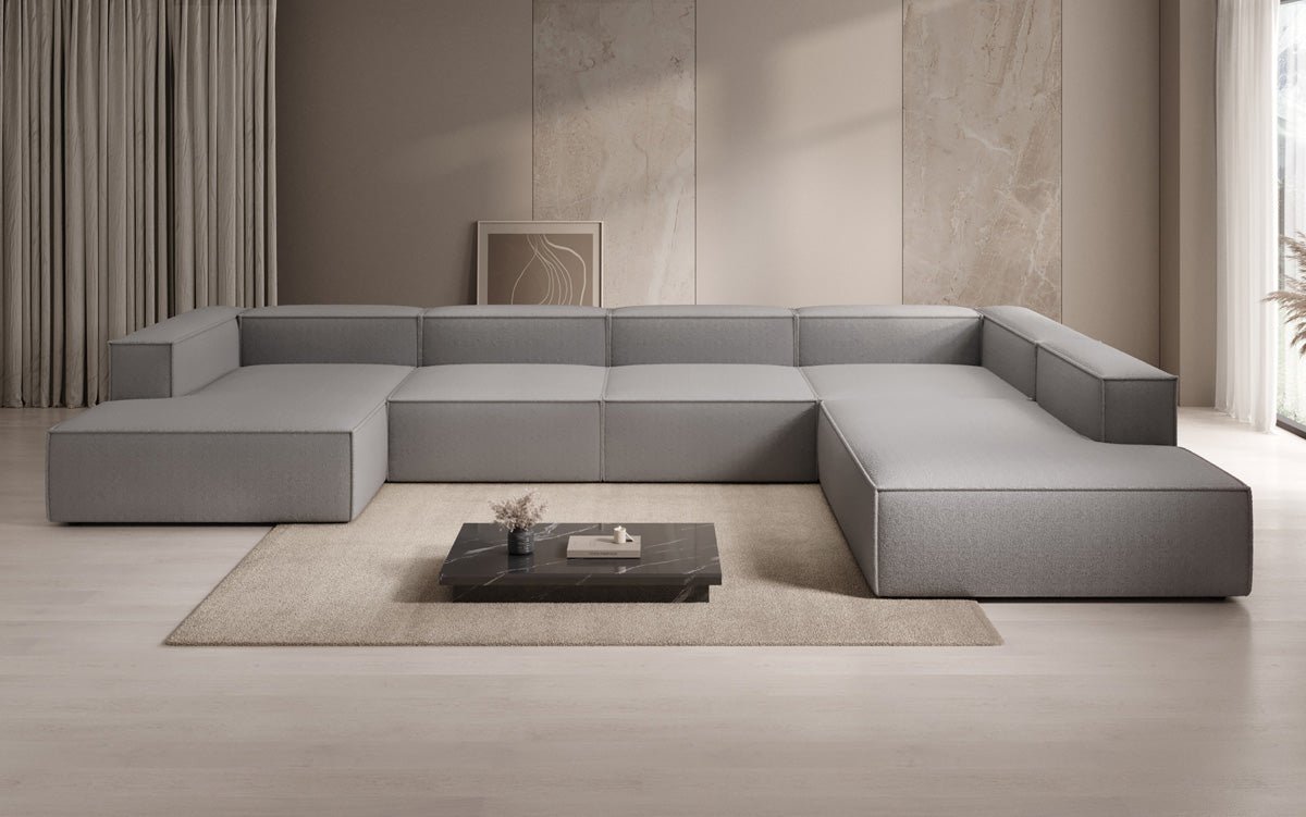 Luxuriöses XXL U-Form Designer Sofa Lesley Bouclé: Komfort & Stil für Ihr Wohnzimmer