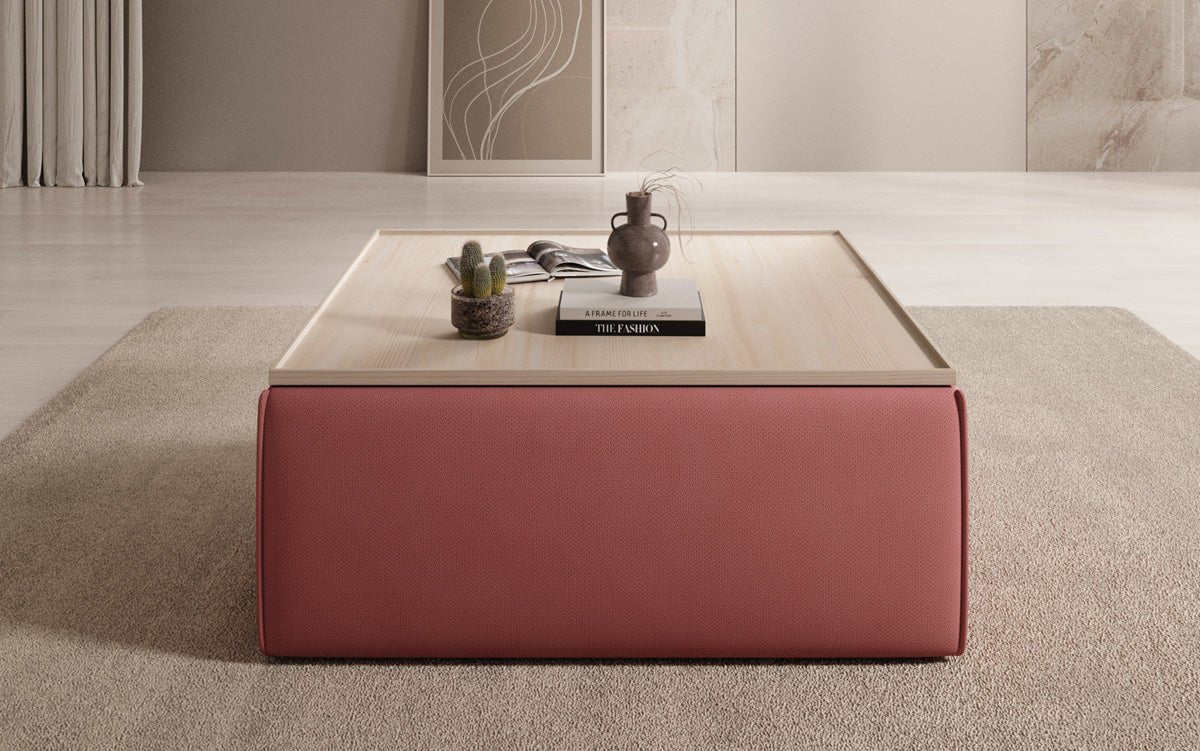 Lesley Multifunktionaler Stoff-Hocker mit Stauraum und Couchtisch-Funktion für Wohnzimmer