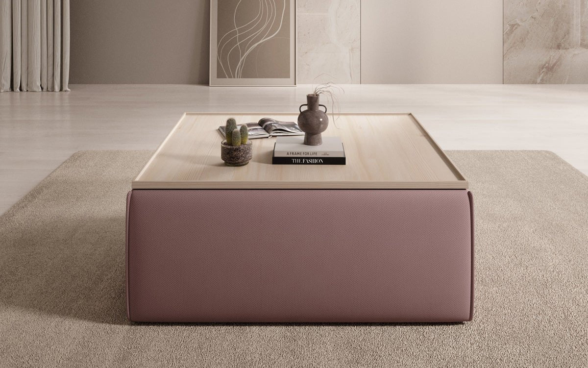 Lesley Multifunktionaler Stoff-Hocker mit Stauraum und Couchtisch-Funktion für Wohnzimmer