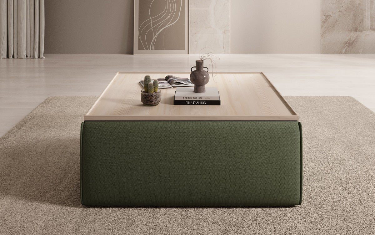 Lesley Multifunktionaler Stoff-Hocker mit Stauraum und Couchtisch-Funktion für Wohnzimmer