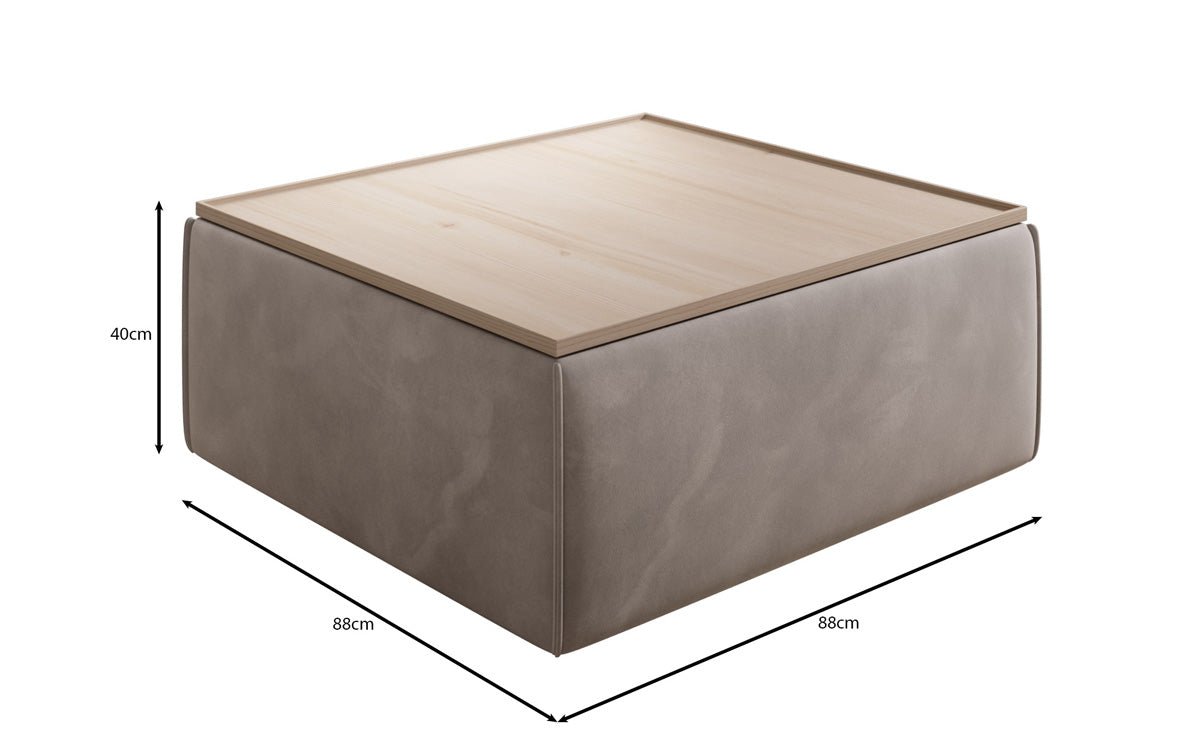 Lesley Multifunktionaler Beistellhocker Couchtisch aus Stoff mit Integriertem Stauraum