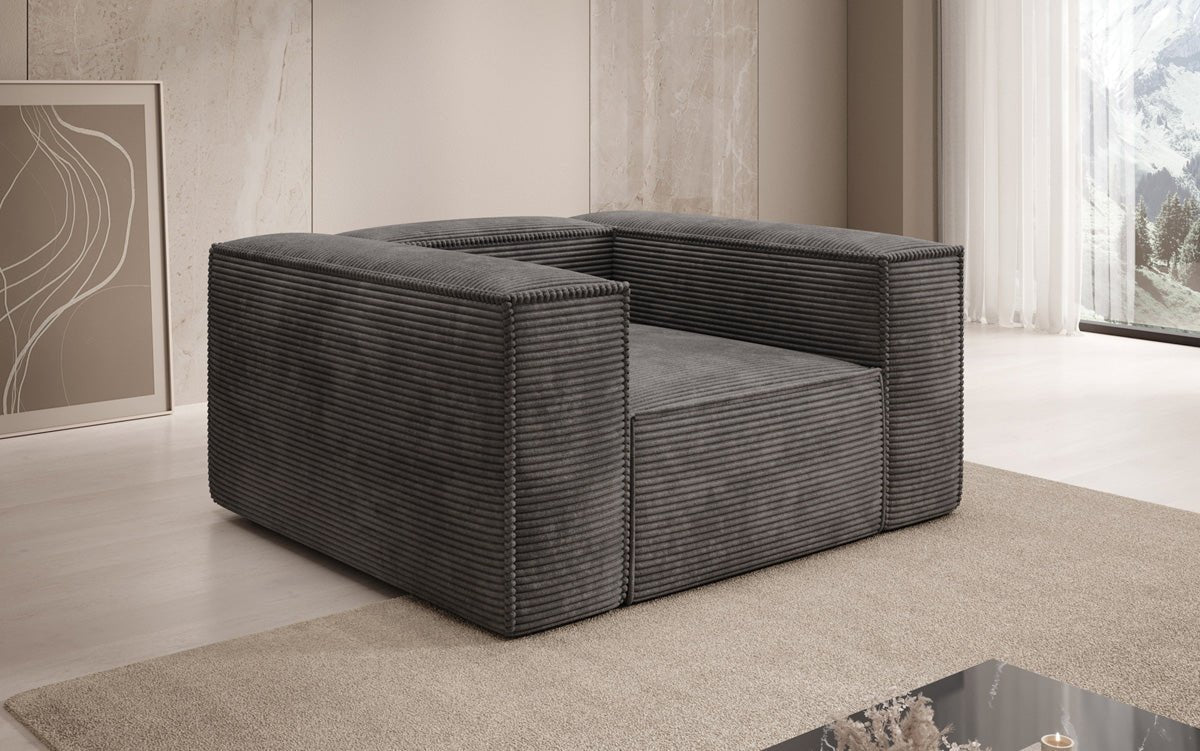 Lesley Designer Cord Sofa: Modernes, Bequemes Wohnzimmer-Sofa mit Robuster Polsterung