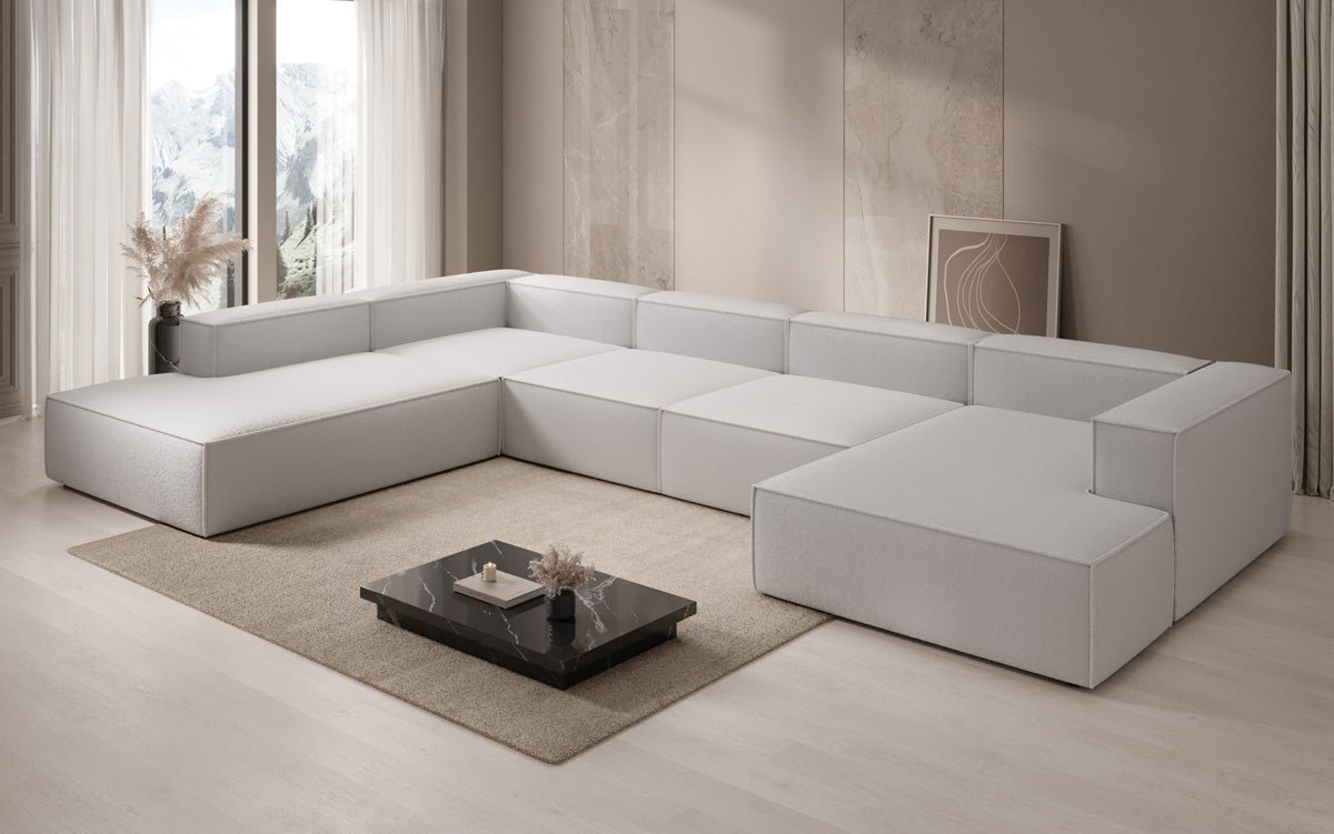 Luxuriöses XXL U-Form Designer Sofa Lesley Bouclé: Komfort & Stil für Ihr Wohnzimmer