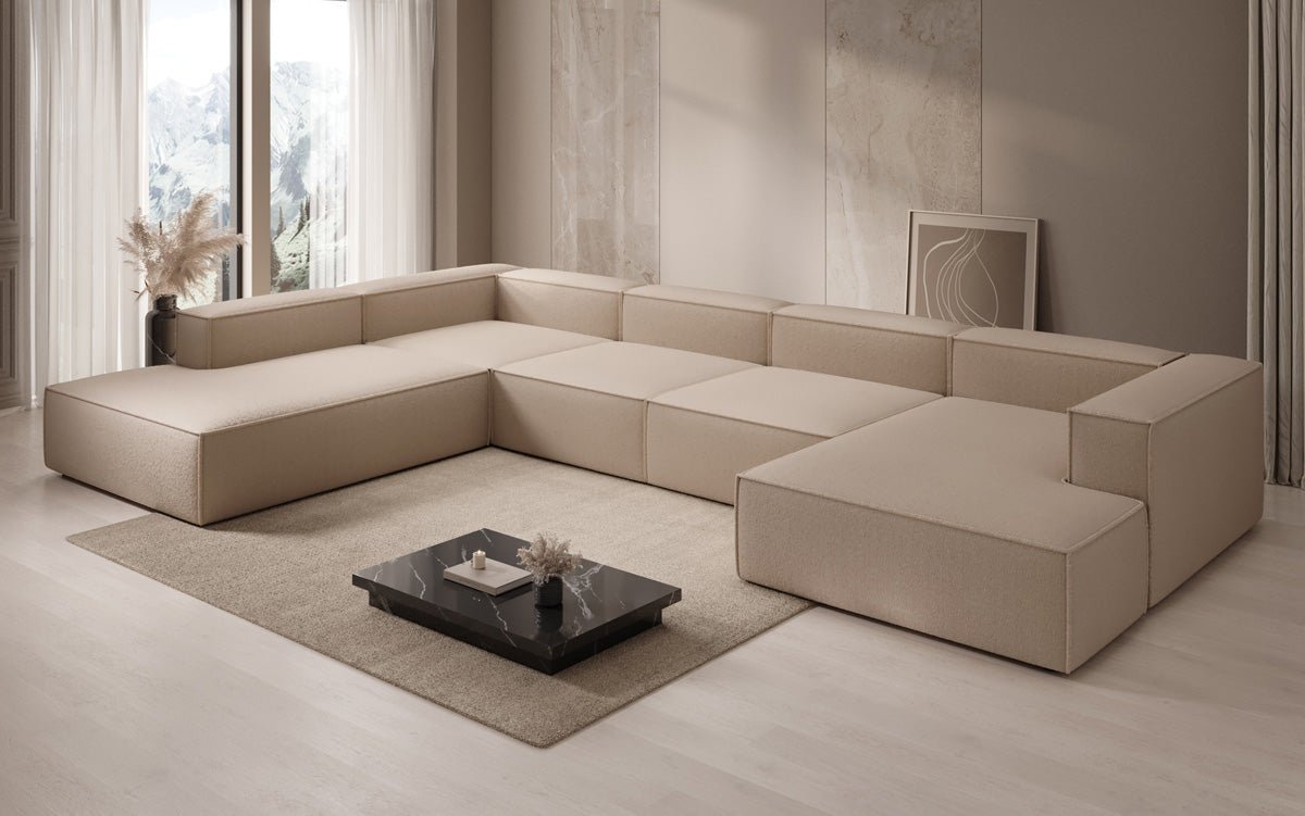 Luxuriöses XXL U-Form Designer Sofa Lesley Bouclé: Komfort & Stil für Ihr Wohnzimmer