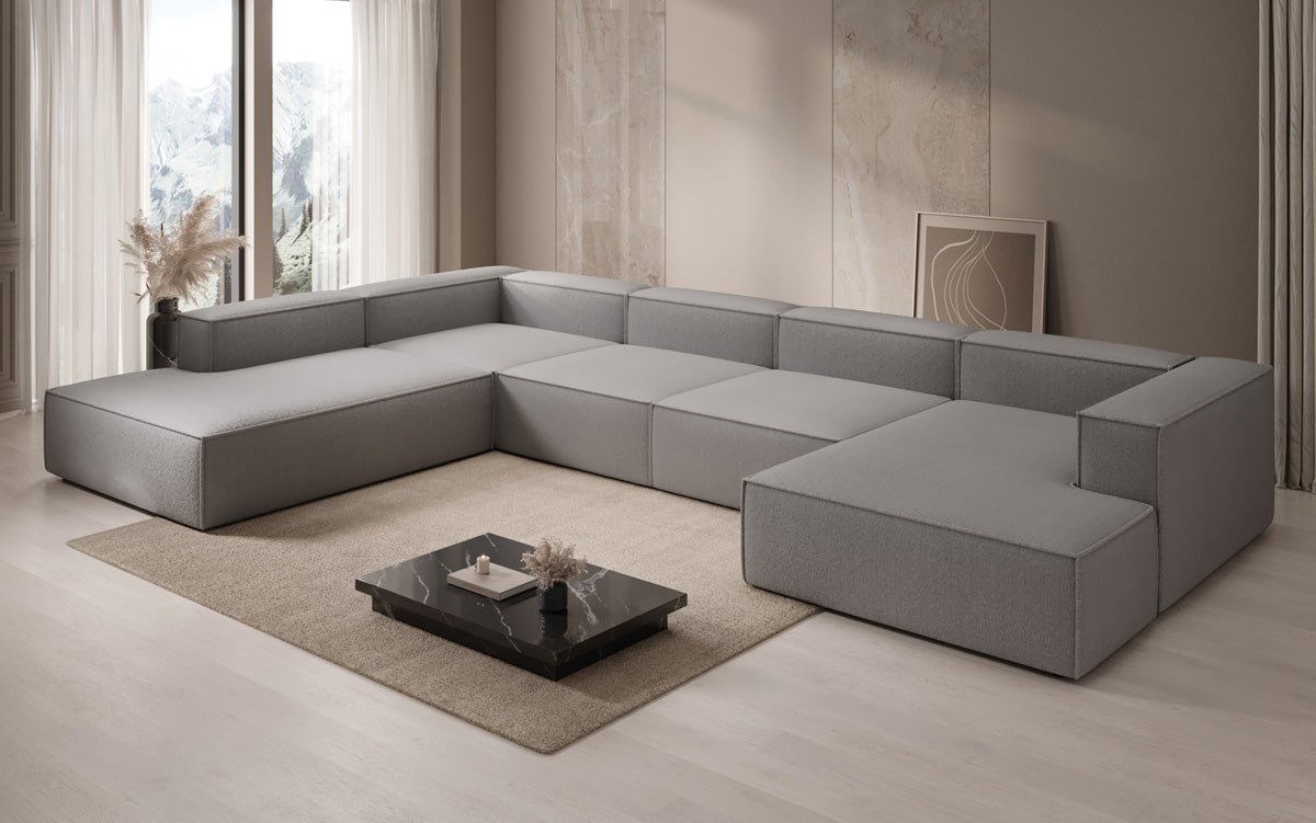 Luxuriöses XXL U-Form Designer Sofa Lesley Bouclé: Komfort & Stil für Ihr Wohnzimmer