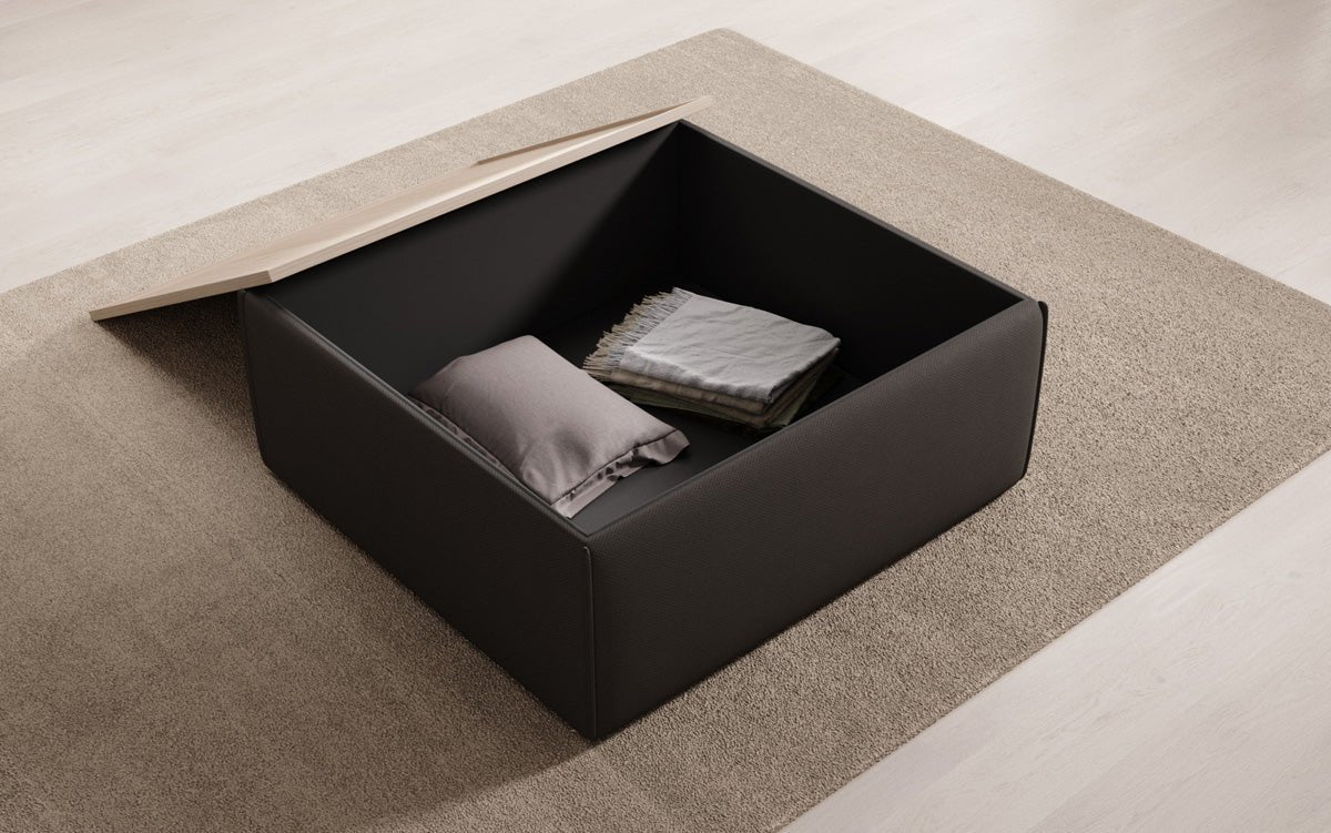 Lesley Multifunktionaler Stoff-Hocker mit Stauraum und Couchtisch-Funktion für Wohnzimmer